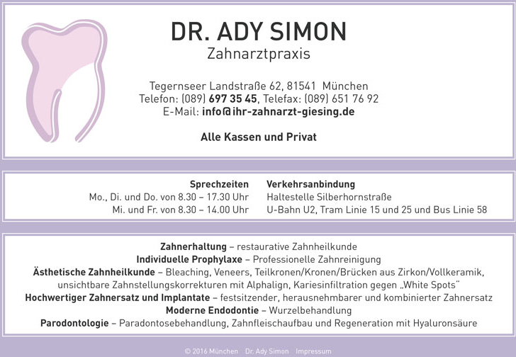 Dr. Ady Simon - Zahnarztpraxis - Ihr Zahnarzt in Giesing